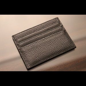 Genuine leather slim black card holder wallet
